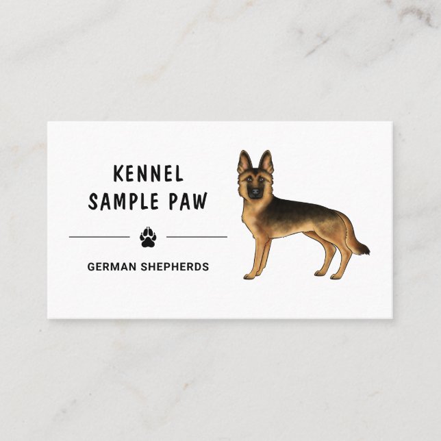 Black And Tan German Shepherd Dog Kennel Breeder Business Card (Front)