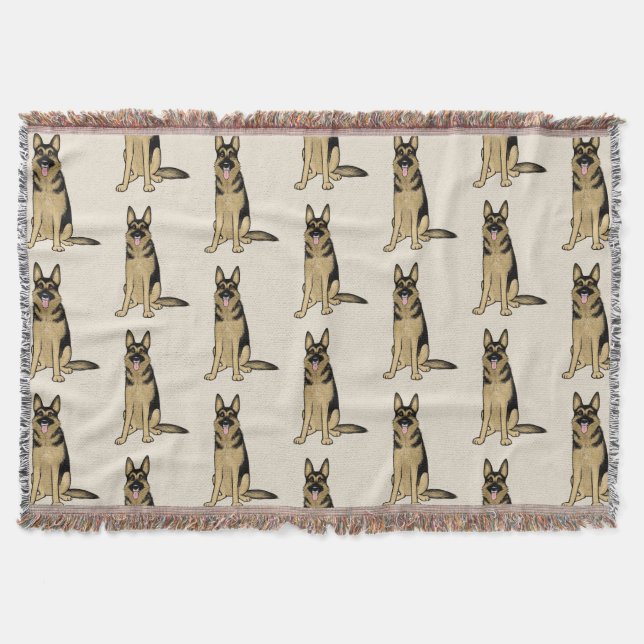Black and Tan German Shepherd Dog Pattern Throw Blanket (Front)