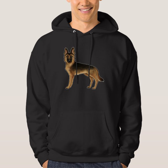 Black And Tan German Shepherd Dog Standing Up Hoodie (Front)