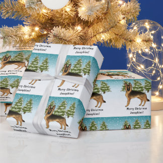 Black And Tan German Shepherd Dog Winter Forest Wrapping Paper