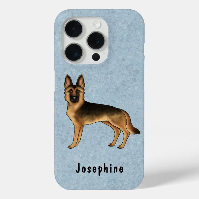 Black And Tan German Shepherd Dog With Custom Name Case-Mate iPhone Case (Back)