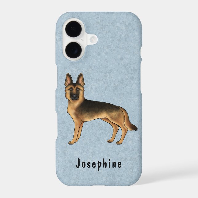 Black And Tan German Shepherd Dog With Custom Name Case-Mate iPhone Case (Back)