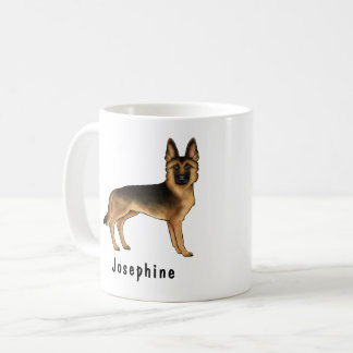 Black And Tan German Shepherd Dog With Custom Name Coffee Mug