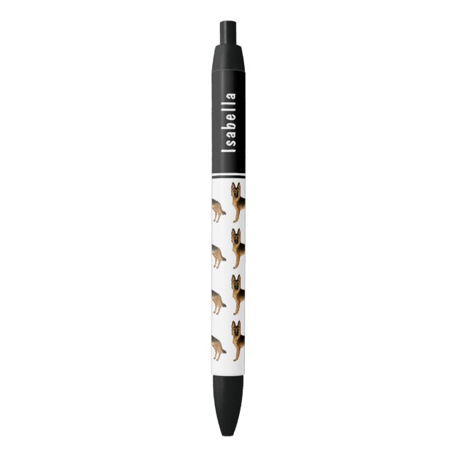 Black And Tan German Shepherd Dog With Custom Name Pen (Front Vertical)