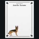 Black And Tan German Shepherd Dog With Custom Text Letterhead<br><div class="desc">Destei's original cartoon illustration of an adorable black and tan color German Shepherd breed dog.</div>