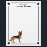 Black And Tan German Shepherd Dog With Custom Text Letterhead<br><div class="desc">Destei's original cartoon illustration of an adorable black and tan color German Shepherd breed dog.</div>