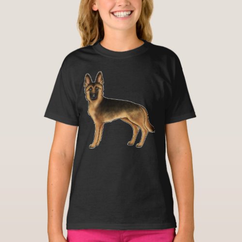 Black And Tan German Shepherd Fun Cartoon Drawing T_Shirt