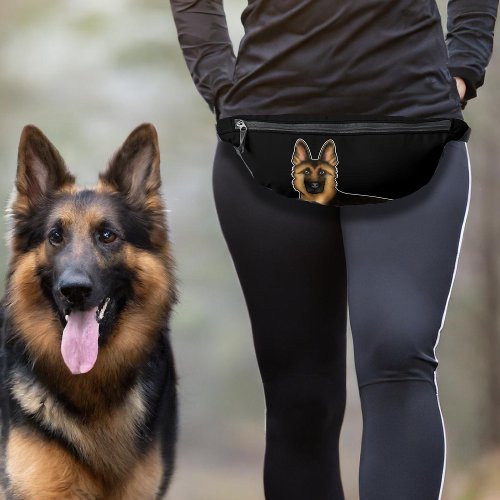 Black And Tan German Shepherd GSD Dog Head Black Fanny Pack