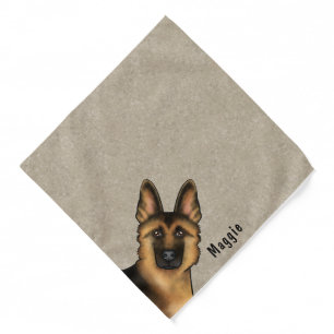 Black And Tan German Shepherd Head And Custom Name Bandana