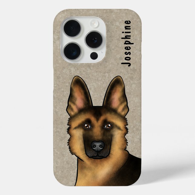 Black And Tan German Shepherd Head And Custom Name Case-Mate iPhone Case (Back)