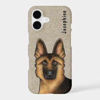 Black And Tan German Shepherd Head And Custom Name iPhone 17 Case