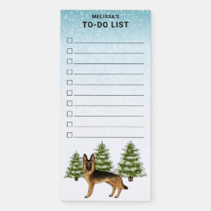Black And Tan German Shepherd In Winter To Do List Magnetic Notepad