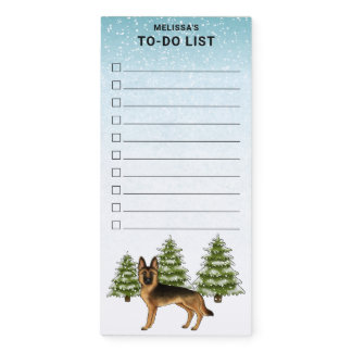 Black And Tan German Shepherd In Winter To Do List Magnetic Notepad
