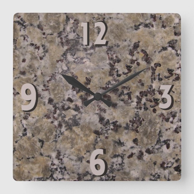 Black and Tan Granite Square Wall Clock (Front)
