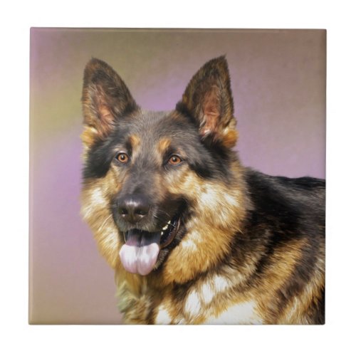 Black and Tan GSD Ceramic Tile