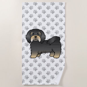 Black And Tan Havanese Cute Cartoon Dog Beach Towel