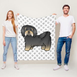 Black And Tan Havanese Cute Cartoon Dog Fleece Blanket