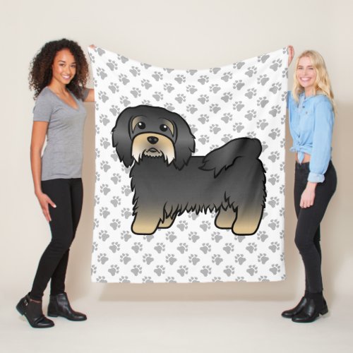 Black And Tan Havanese Cute Cartoon Dog Fleece Blanket