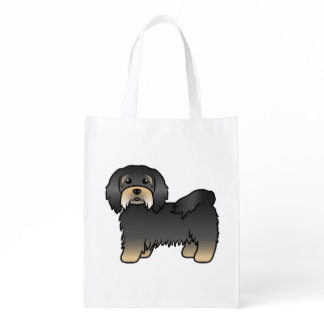 Black And Tan Havanese Cute Cartoon Dog Grocery Bag