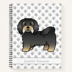 Black And Tan Havanese Cute Cartoon Dog & Name Notebook