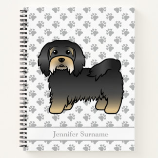 Black And Tan Havanese Cute Cartoon Dog &amp; Name Notebook