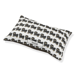 Black And Tan Havanese Cute Cartoon Dog & Name Pet Bed