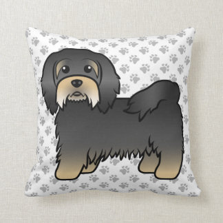 Black And Tan Havanese Cute Cartoon Dog &amp; Paws Throw Pillow