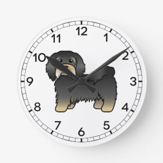 Black And Tan Havanese Cute Cartoon Dog Round Clock