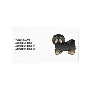 Black And Tan Havanese Cute Cartoon Dog & Text Label