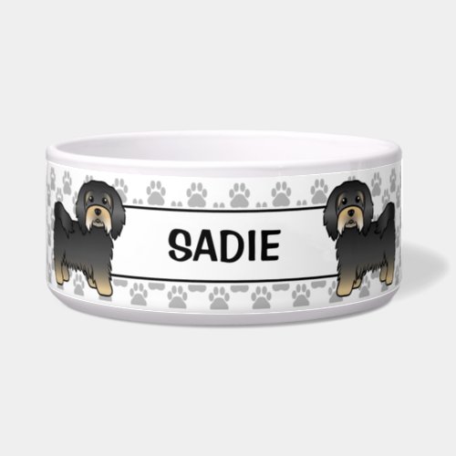 Black And Tan Havanese Cute Dog With Paws  Name Bowl