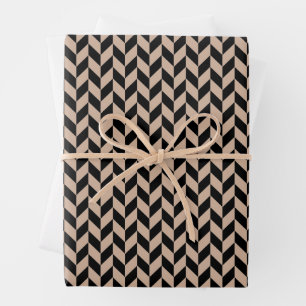Black and Tan Herringbone Wrapping Paper