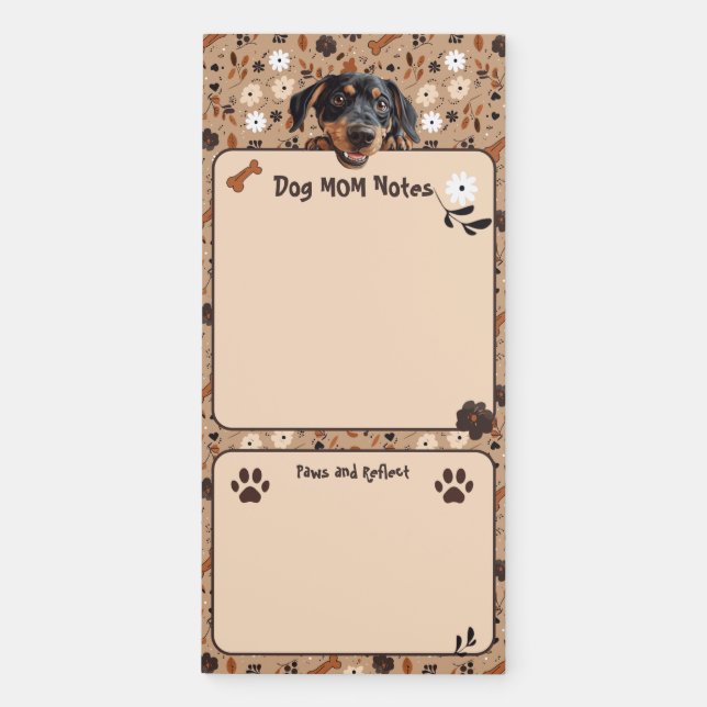 Black and Tan Hound Mom Notes Paws & Reflect Magnetic Notepad (Front)