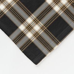 Black and Tan Irish MacGuinness Tartan Fleece Blanket