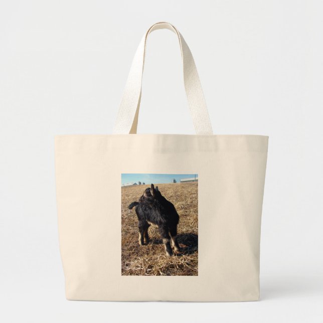 Black and Tan Kid Large Tote Bag (Front)