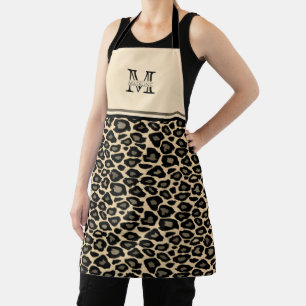 Black and Tan Leopard Print   Monogrammed Apron