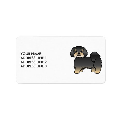 Black And Tan Lhasa Apso Cartoon Dog  Custom Text Label