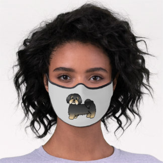 Black And Tan Lhasa Apso Cartoon Dog Premium Face Mask