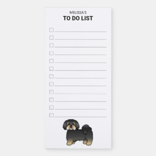 Black And Tan Lhasa Apso Cartoon Dog To Do List Magnetic Notepad