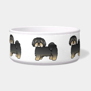 Black And Tan Lhasa Apso Cute Cartoon Dog Bowl