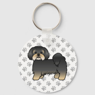 Black And Tan Lhasa Apso Cute Cartoon Dog Keychain