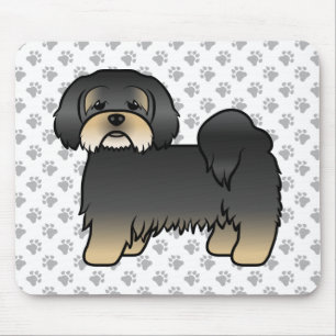 Black And Tan Lhasa Apso Cute Cartoon Dog Mouse Pad