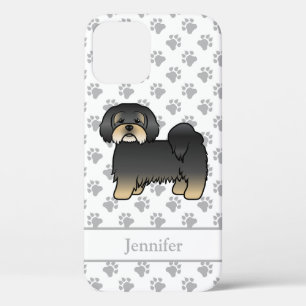 Black And Tan Lhasa Apso Cute Cartoon Dog & Name iPhone 12 Case
