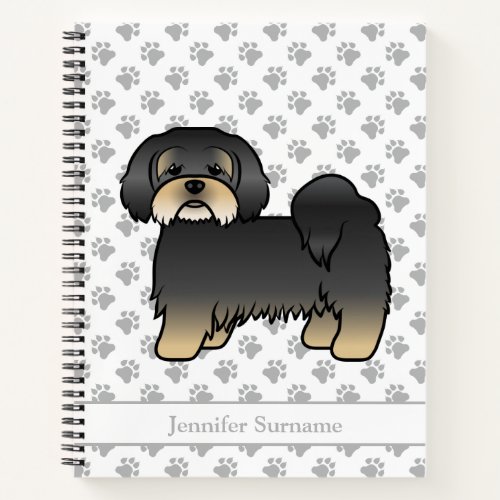 Black And Tan Lhasa Apso Cute Cartoon Dog  Name Notebook