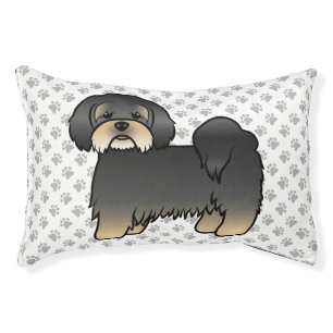 Black And Tan Lhasa Apso Cute Cartoon Dog Pet Bed