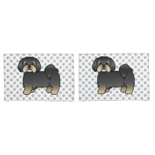 Black And Tan Lhasa Apso Cute Cartoon Dog Pillow Case