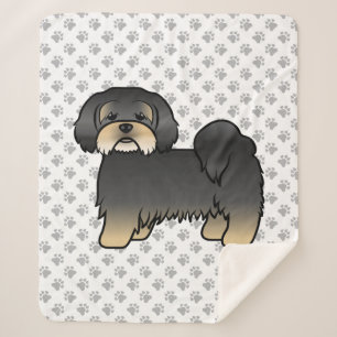 Black And Tan Lhasa Apso Cute Cartoon Dog Sherpa Blanket
