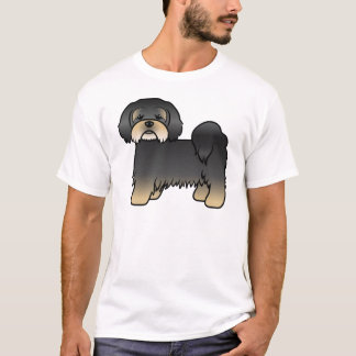 Black And Tan Lhasa Apso Cute Cartoon Dog T-Shirt