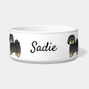 Black And Tan Lhasa Apso Cute Dogs & Name Bowl