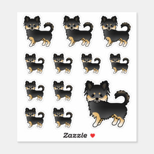 Black And Tan Long Coat Chihuahua Cartoon Dogs Sticker