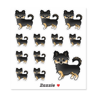 Black And Tan Long Coat Chihuahua Cartoon Dogs Sticker
